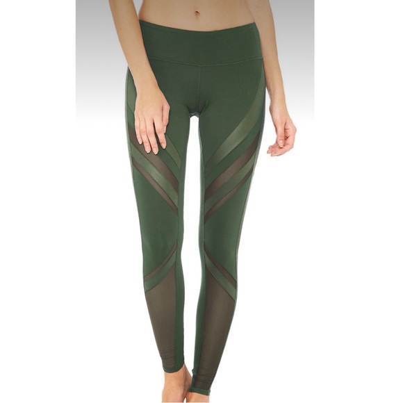 ALO Yoga Pants - ALO Yoga Green Epic Mesh Leggings Small